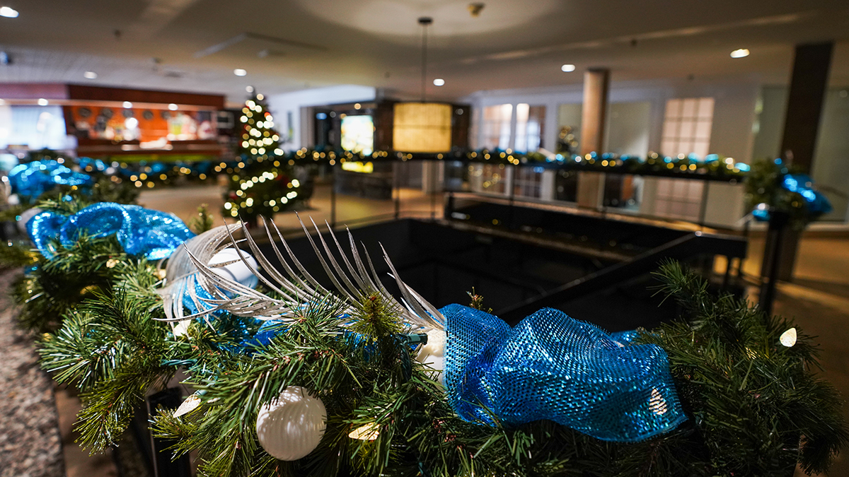 A decorated Christmas tree adds a festive and elegant touch to the event room at JARO Hotels' Quebec Hotel.